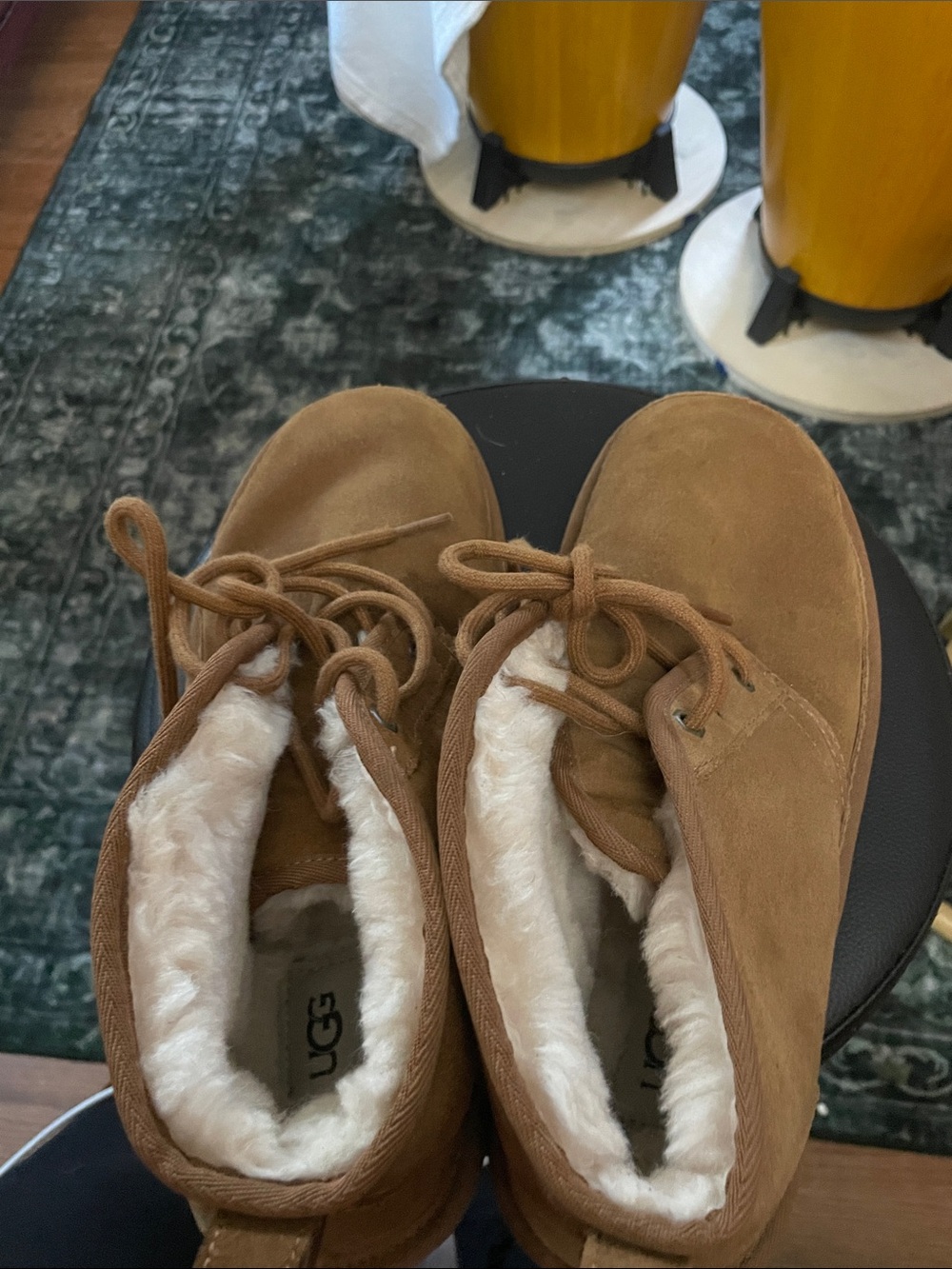 UGG Chestnut Lace-Up Suede Shearling Boots